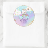 かわいい一角猫レインボーガール誕生日ありがとう ラウンドシール (バッグ)