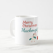 かわいい一角獣と妖精の名前をカスタムするメリークリスマス コーヒーマグカップ (正面左)