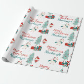 かわいい一角獣と妖精の名前をカスタムするメリークリスマス ラッピングペーパー (アンロールド)