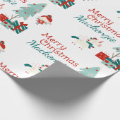 かわいい一角獣と妖精の名前をカスタムするメリークリスマス ラッピングペーパー (角)