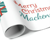 かわいい一角獣と妖精の名前をカスタムするメリークリスマス ラッピングペーパー (ロールコーナー)