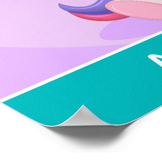 かわいい一角獣と風船が夢を大パーソナライズされたきく ポスター (角)