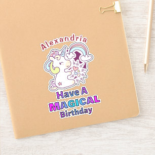 かわいい一角獣に魔法の誕生日 シール