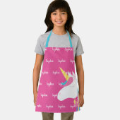 かわいい一角獣のピンクの子パーソナライズされたどもたち エプロン (インサイチュ)