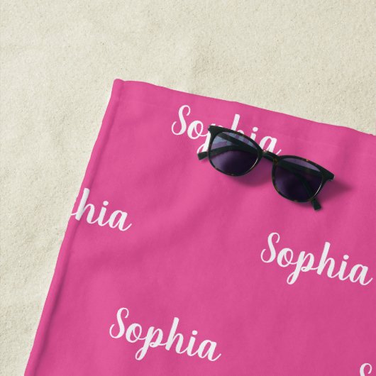 かわいい一角獣のピンクの子パーソナライズされたどもたち ビーチタオル (インサイチュ)