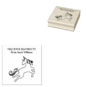 かわいい一角獣の本は属すパーソナライズされた蔵書票 ラバースタンプ (押印)