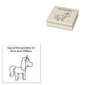 かわいい一角獣の本は属すパーソナライズされた蔵書票 ラバースタンプ (押印)