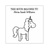かわいい一角獣の本は属すパーソナライズされた蔵書票 ラバースタンプ (インプリント)