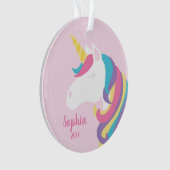 かわいい一角獣の水玉模様パーソナライズされたガール オーナメント (正面)