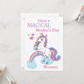 かわいい一角獣の魔法の母の日の子供 カード (正面/裏面インサイチュ)