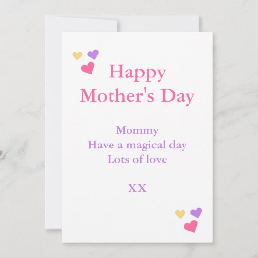 かわいい一角獣の魔法の母の日の子供 カード (裏面)