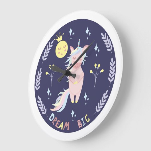 かわいい一角獣は大海軍の青を夢見る ラージ壁時計 (傾斜)