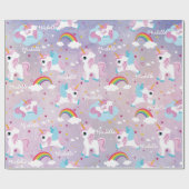 かわいい一角獣ハッピーバースデーガーリーピンク ラッピングペーパー (フラット)