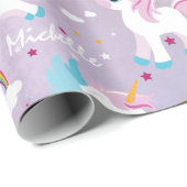 かわいい一角獣ハッピーバースデーガーリーピンク ラッピングペーパー (ロールコーナー)