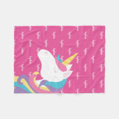かわいい一角獣パーソナライズされたピンクの女の子 フリースブランケット (正面(横))