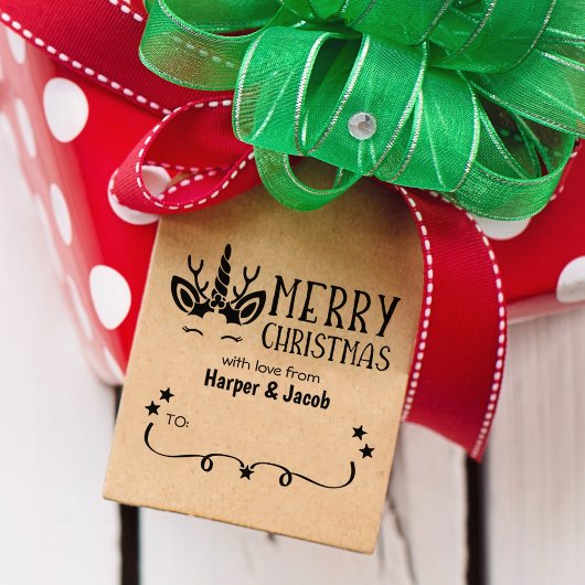 かわいい一角獣メリークリスマス ラバースタンプ