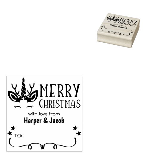 かわいい一角獣メリークリスマス ラバースタンプ (押印)