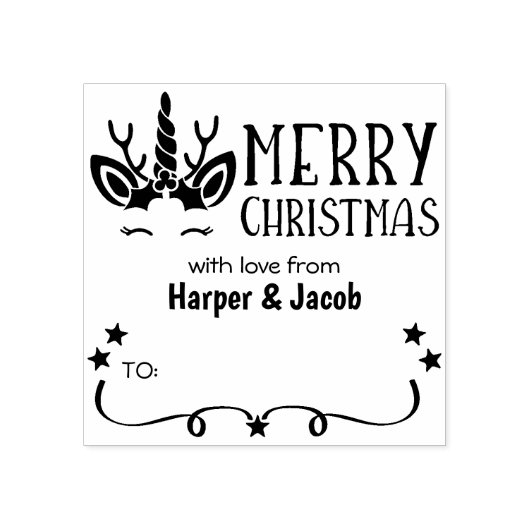 かわいい一角獣メリークリスマス ラバースタンプ (インプリント)