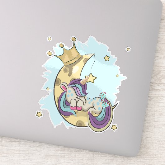 かわいい一角獣、小さな一角獣、月の一角獣 シール (詳細)