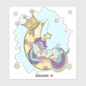 かわいい一角獣、小さな一角獣、月の一角獣 シール (シート)