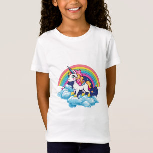 かわいい一角獣 – 幸せ飛んでいるに虹 Tシャツ