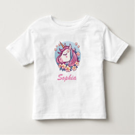 かわいい一角花とパーソナライズされた名前 トドラーTシャツ