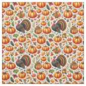 かわいい七面鳥とかぼちゃ模様 ファブリック (見本)