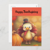 かわいい七面鳥の休日はがき シーズンポストカード (正面/裏面)