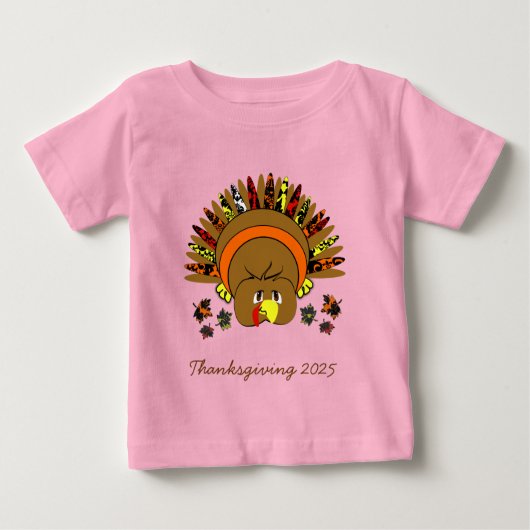 かわいい七面鳥の感謝祭の女性のTシャツ ベビーTシャツ (正面)
