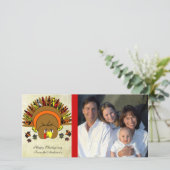 かわいい七面鳥の感謝祭の家族のフォトカード シーズンカード (スタンド正面)