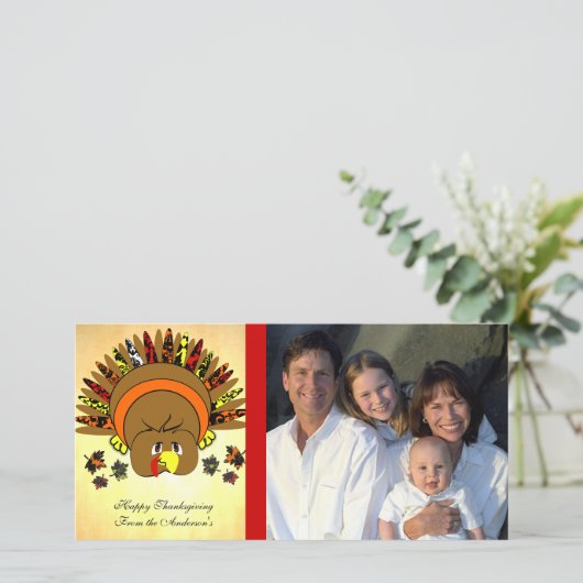 かわいい七面鳥の感謝祭の家族のフォトカード シーズンカード (スタンド正面)