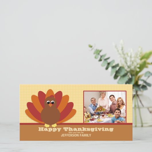 かわいい七面鳥の感謝祭の家族のフォトカード シーズンカード (スタンド正面)