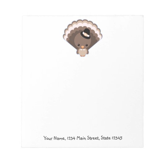 かわいい七面鳥の感謝祭 ノートパッド (正面)