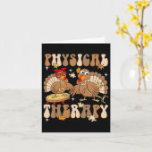 かわいい七面鳥の物理療法Pt Pta 秋 カード (黄色い花)