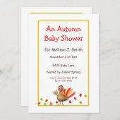 かわいい七面鳥の秋の赤ちゃんシャワー 招待状 (正面/裏面)