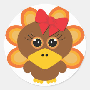 🦃かわいい七面鳥ガール2.0 /感謝祭 ラウンドシール