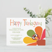 かわいい七面鳥サンクスギビングディナーパーティの招待状 招待状 (スタンド正面)