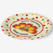 かわいい七面鳥ハッピーサンクスギビング水玉模様パップ ペーパープレート (アングル)