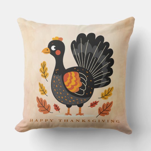 かわいい七面鳥ハッピーサンクスギビング装飾用クッション クッション (正面)