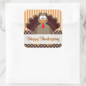 かわいい七面鳥ハッピー感謝祭フラットカードシール スクエアシール (バッグ)