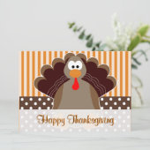 かわいい七面鳥ハッピー感謝祭フラットカード シーズンカード (スタンド正面)