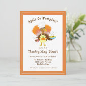 かわいい七面鳥パイとアイスクリーム感謝祭 招待状 (スタンド正面)