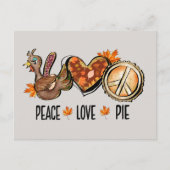 かわいい七面鳥パイ感謝祭の平和の愛 シーズンポストカード (正面)