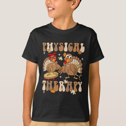 かわいい七面鳥 理学療法士+PTA 秋+秋の感謝祭 Tシャツ (正面)