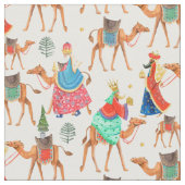 かわいい三人の賢い男性の宗教的なクリスマス ファブリック (クローズアップ)