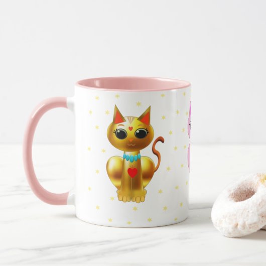 かわいい三匹の猫 マグカップ (ドーナツ)