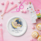かわいい三日月テディベア赤ちゃんシャワー ペーパープレート (パーティー)