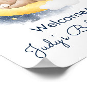 かわいい三日月テディベア赤ちゃんシャワー ポスター (角)