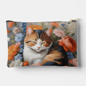 かわいい三毛猫と花 アクセサリーポーチ (裏面)