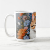 かわいい三毛猫と花 コーヒーマグカップ (左)